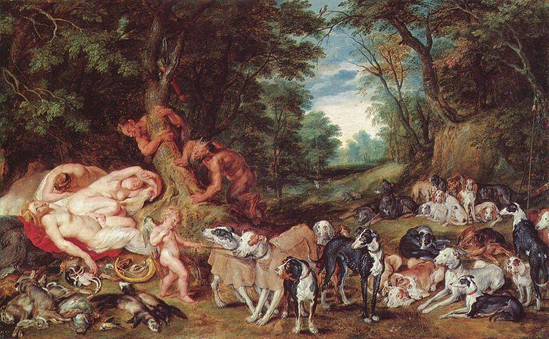 Peter Paul Rubens Nymphen Satyrn und Hunde France oil painting art